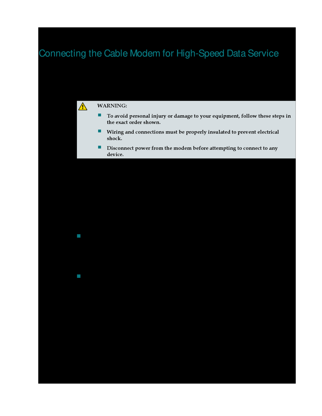 Cisco Systems 4027668, AAC400210112234 important safety instructions Connecting the Cable Modem for High-Speed Data Service 