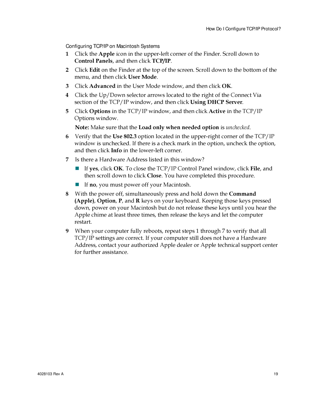 Cisco Systems 4027669 important safety instructions Configuring TCP/IP on Macintosh Systems 