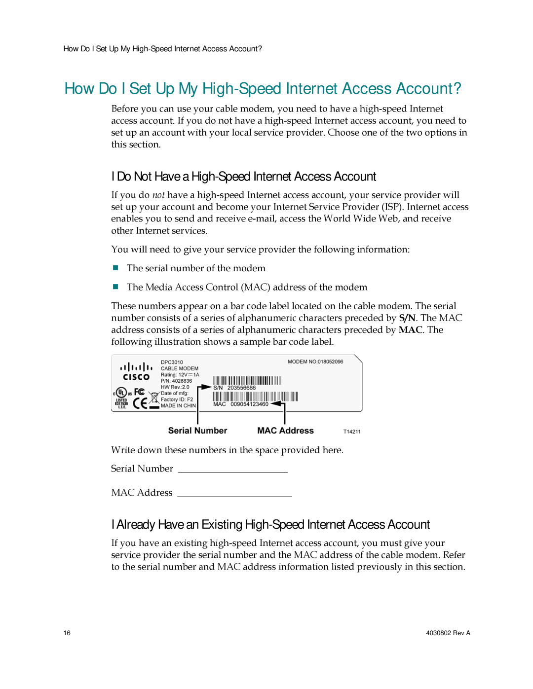 Cisco Systems 4027673 important safety instructions How Do I Set Up My High-Speed Internet Access Account? 