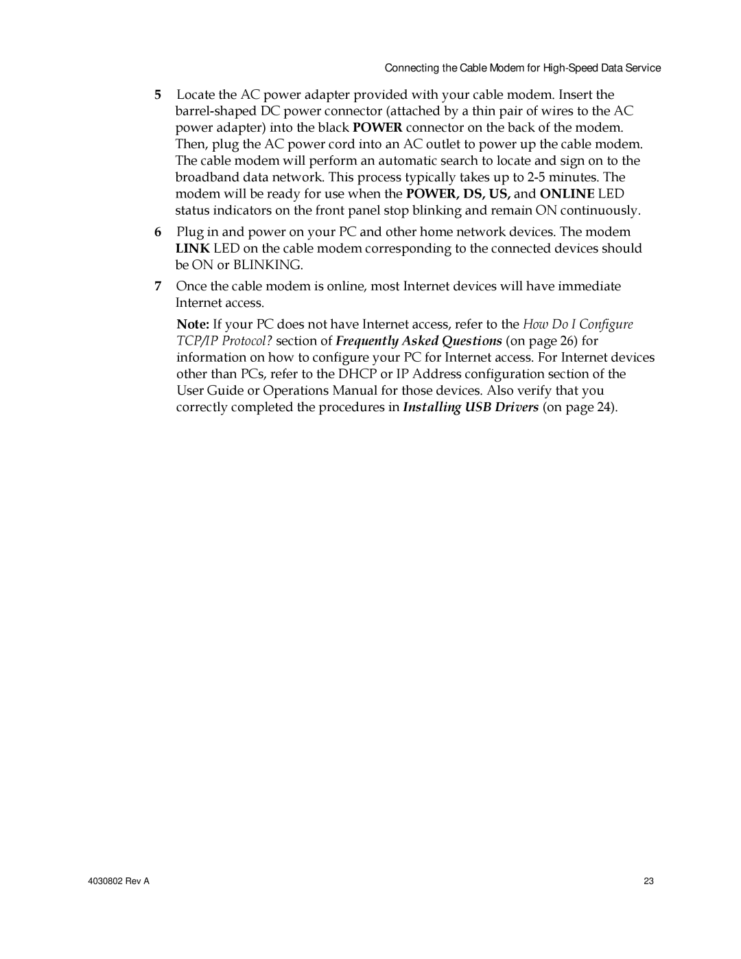 Cisco Systems 4027673 important safety instructions Connecting the Cable Modem for High-Speed Data Service 