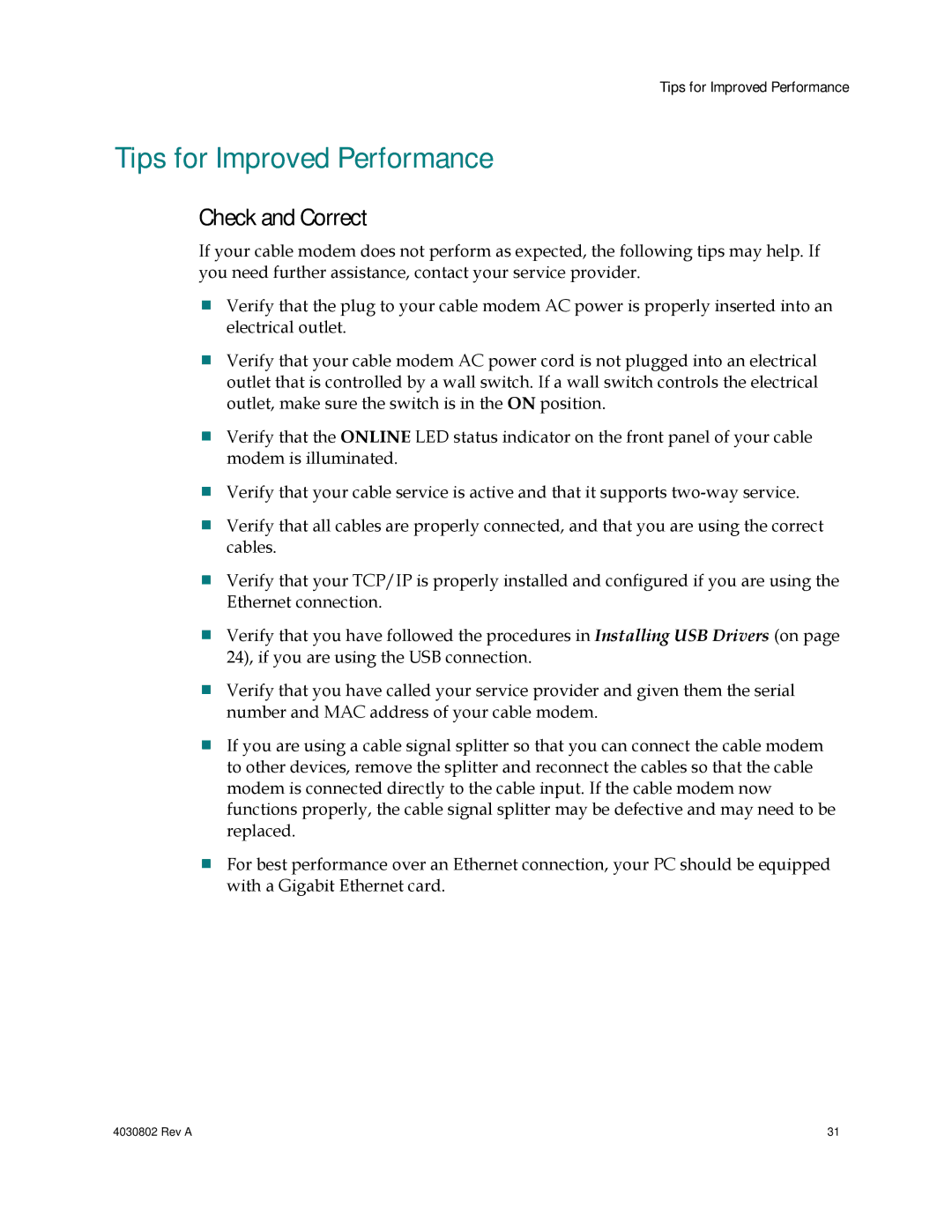 Cisco Systems 4027673 important safety instructions Tips for Improved Performance, Check and Correct 