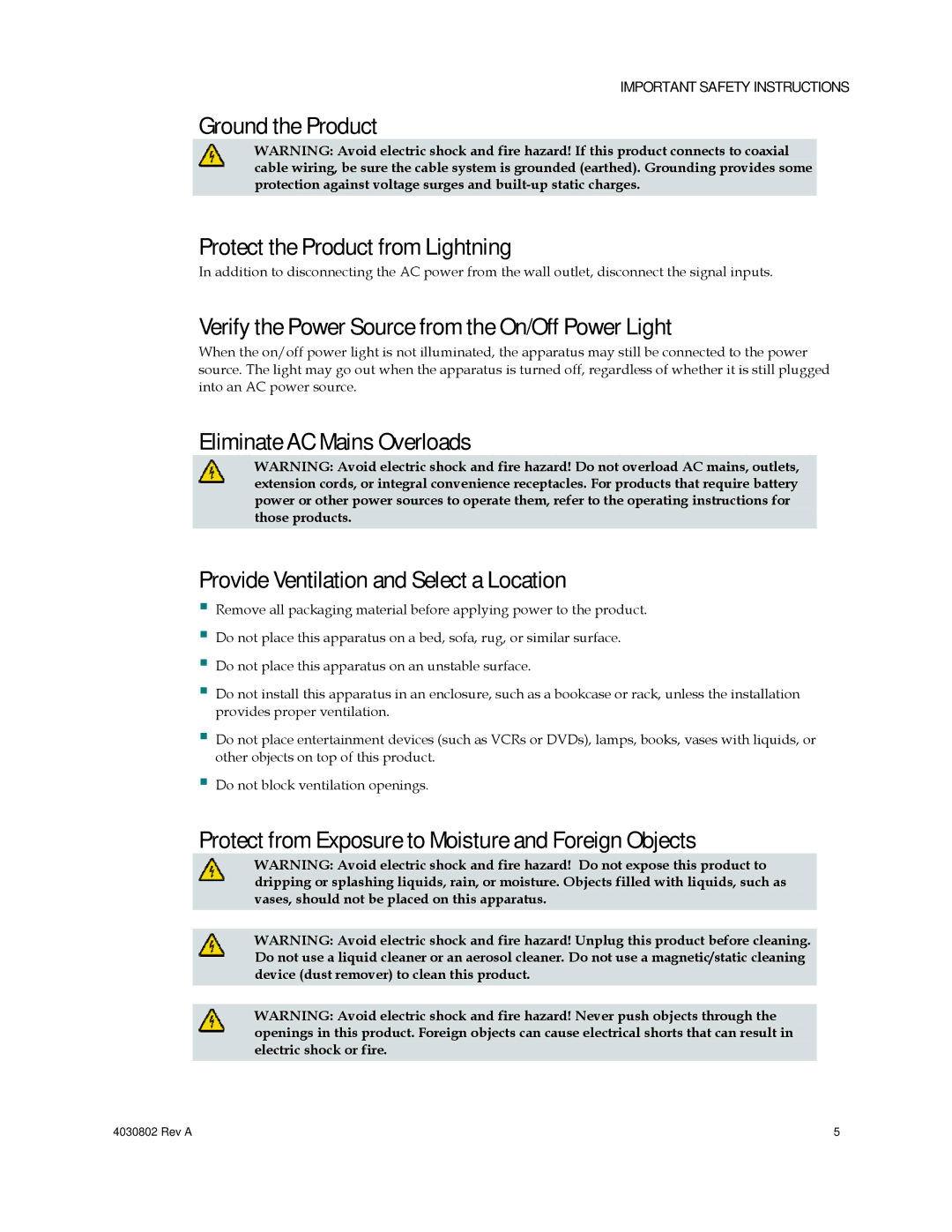 Cisco Systems 4027673 important safety instructions Ground the Product Protect the Product from Lightning 