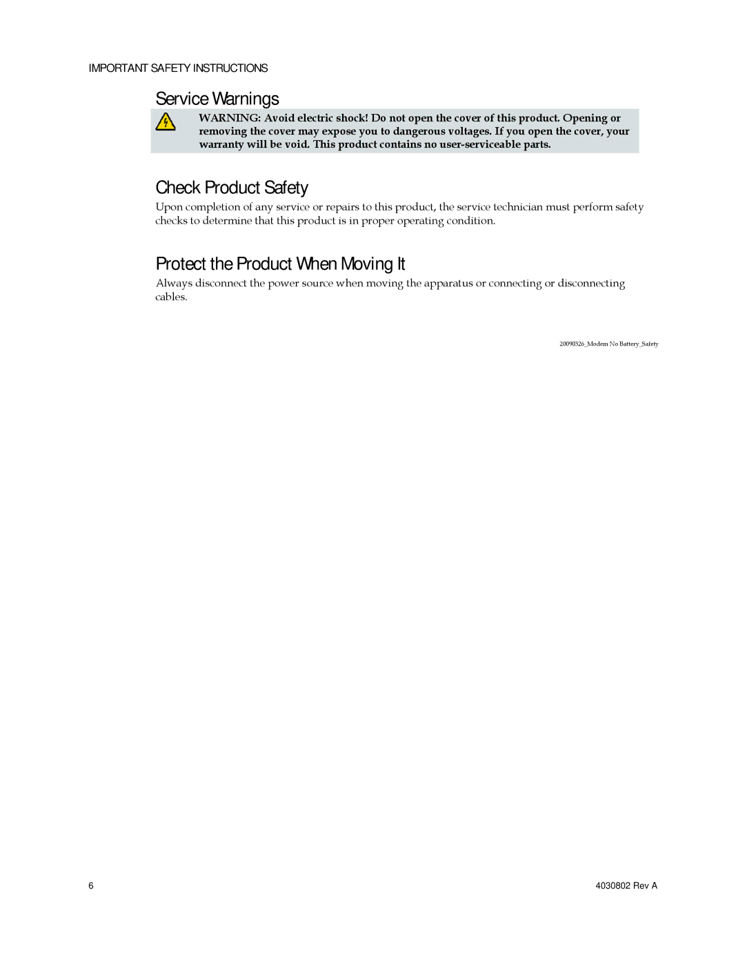 Cisco Systems 4027673 Service Warnings Check Product Safety, Protect the Product When Moving It 