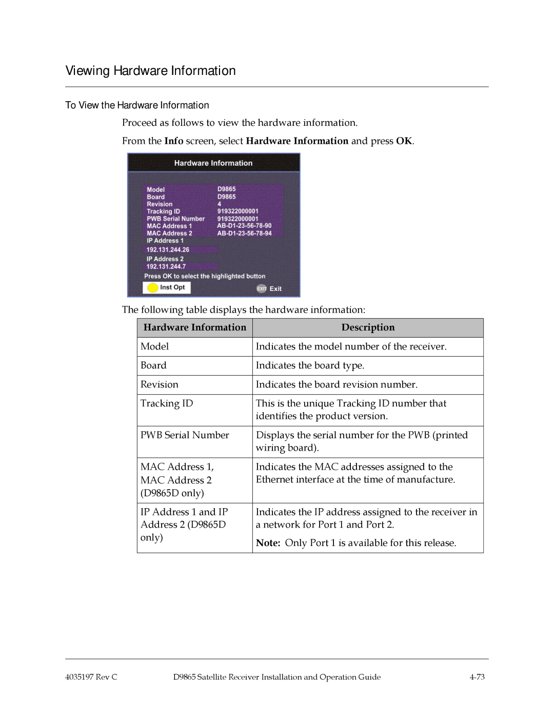 Cisco Systems 4028650000000 installation and operation guide Viewing Hardware Information, To View the Hardware Information 