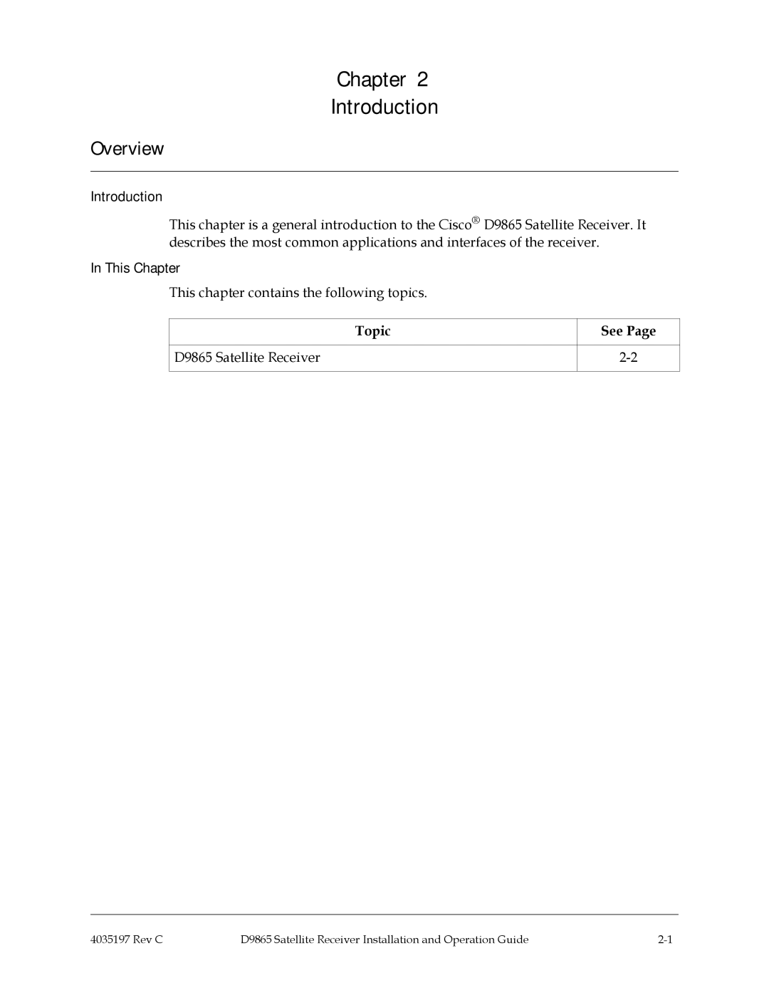 Cisco Systems 4028650000000 installation and operation guide Overview, This Chapter, Topic, See 