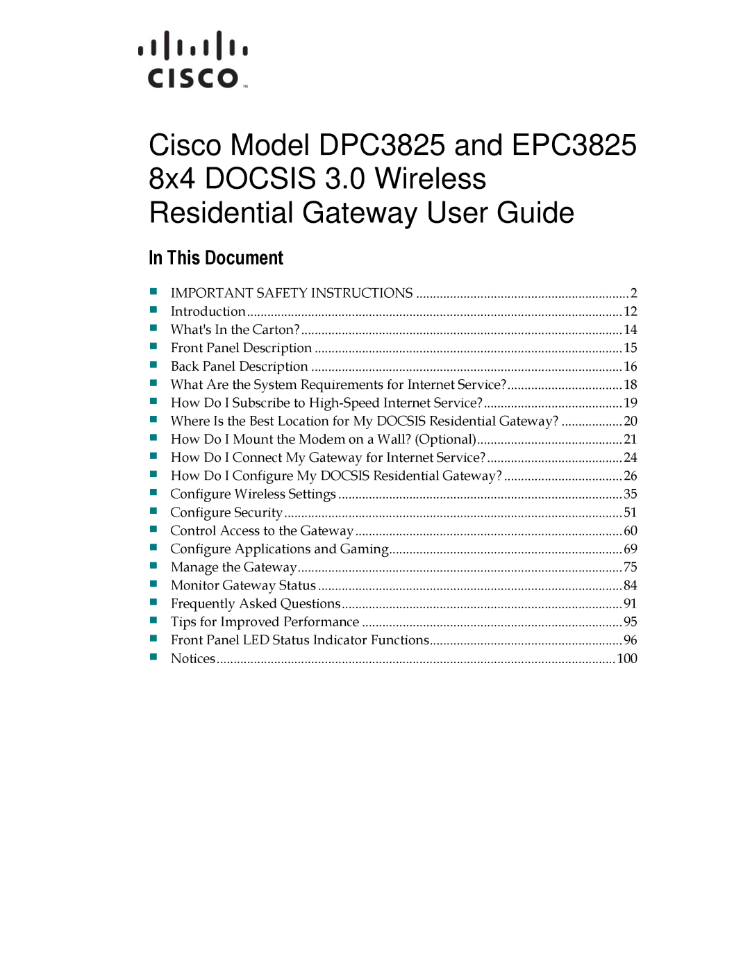 Cisco Systems 4034441 important safety instructions This Document, Important Safety Instructions 