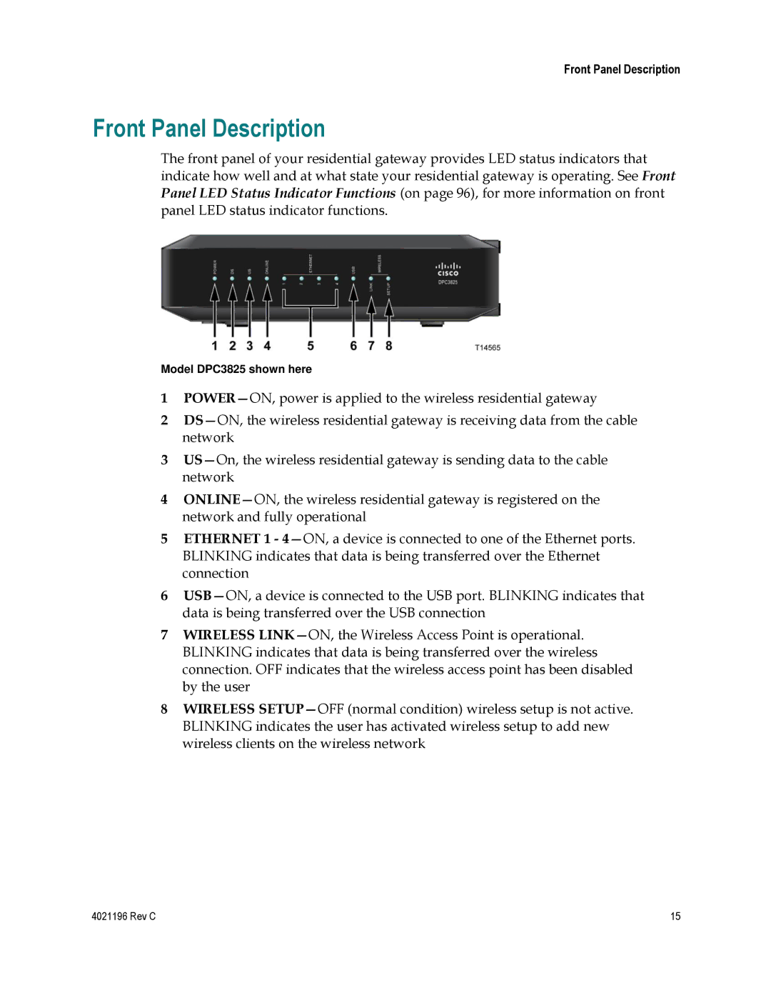 Cisco Systems 4034441 important safety instructions Front Panel Description 