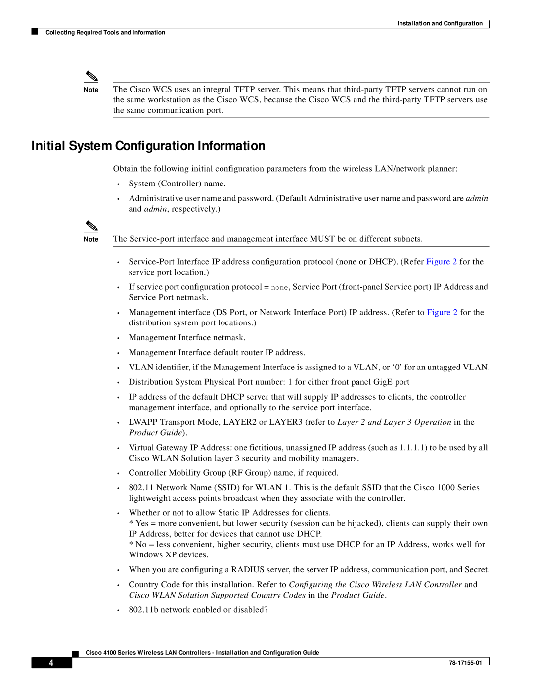 Cisco Systems 4100 manual Initial System Configuration Information 