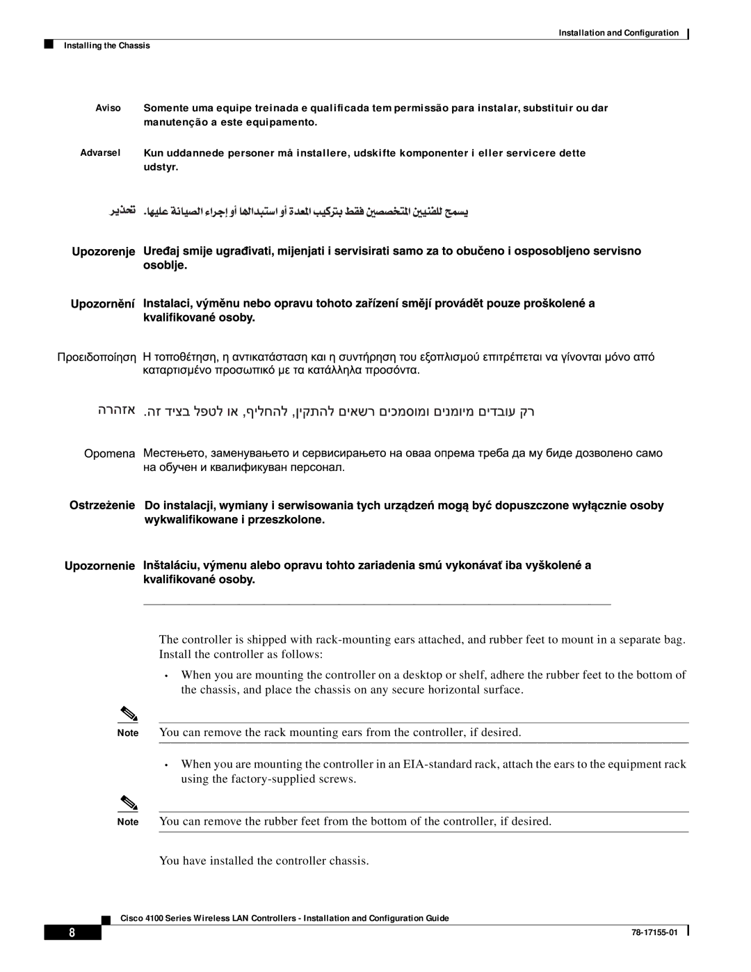 Cisco Systems 4100 manual Installation and Configuration Installing the Chassis 