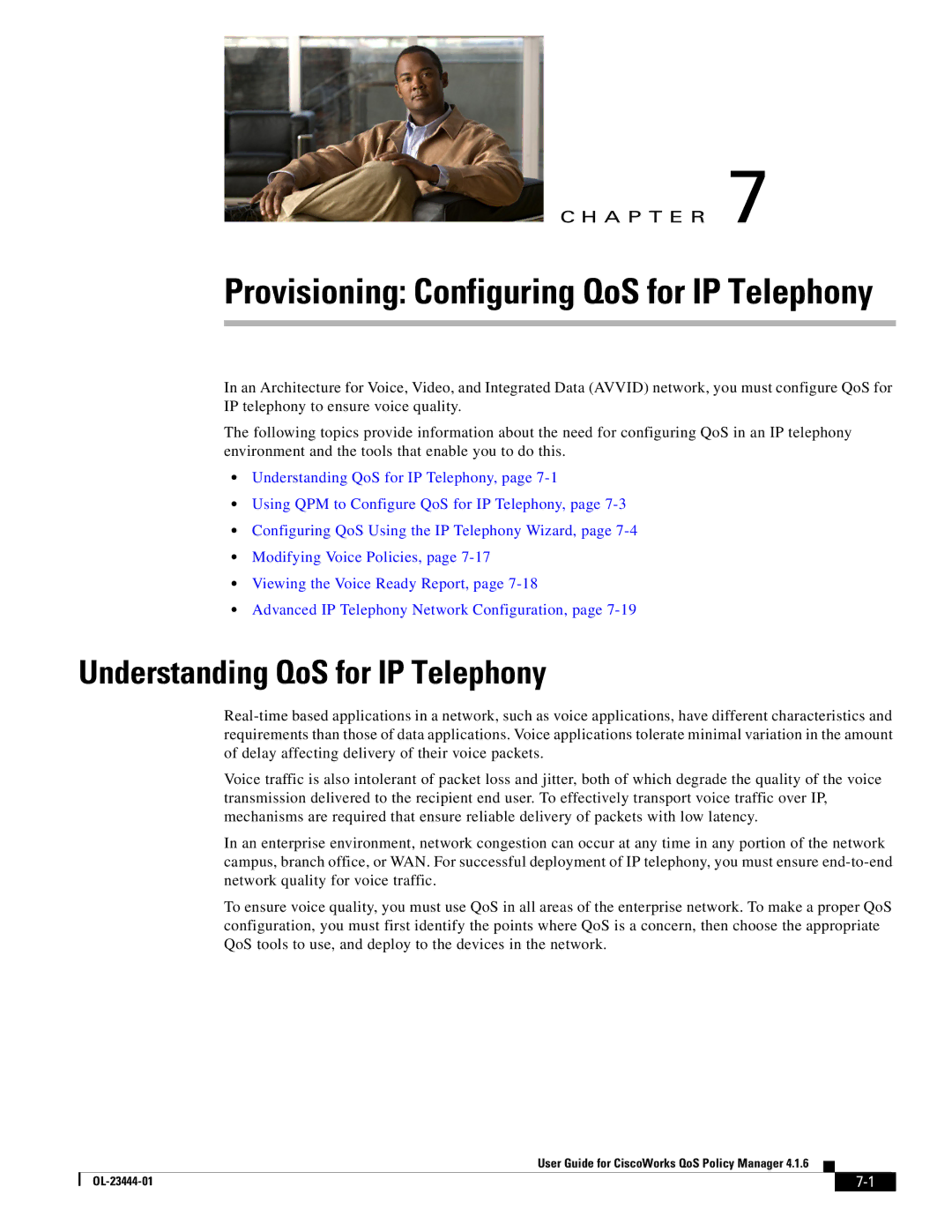 Cisco Systems 416 manual Understanding QoS for IP Telephony, Provisioning Configuring QoS for IP Telephony 