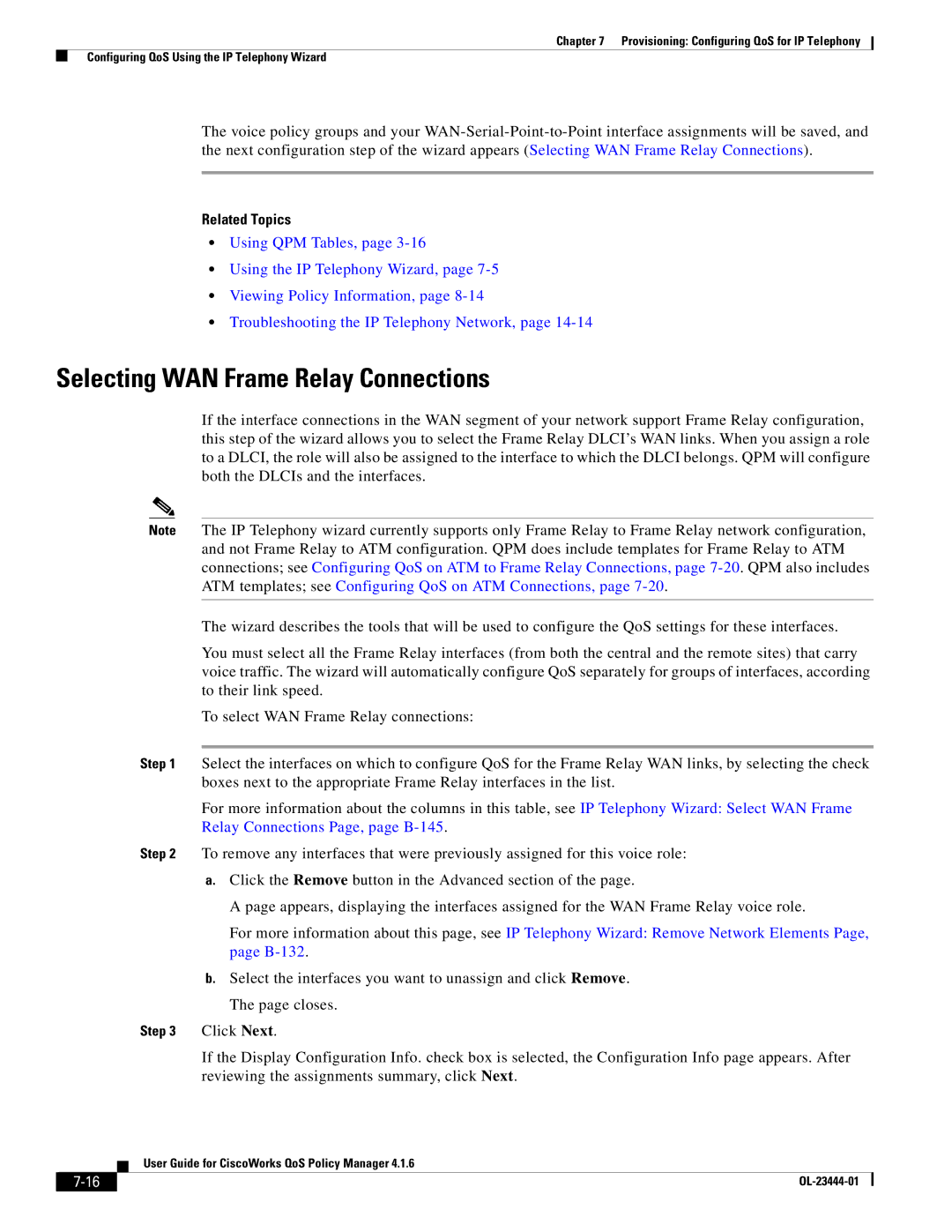 Cisco Systems 416 manual Selecting WAN Frame Relay Connections 