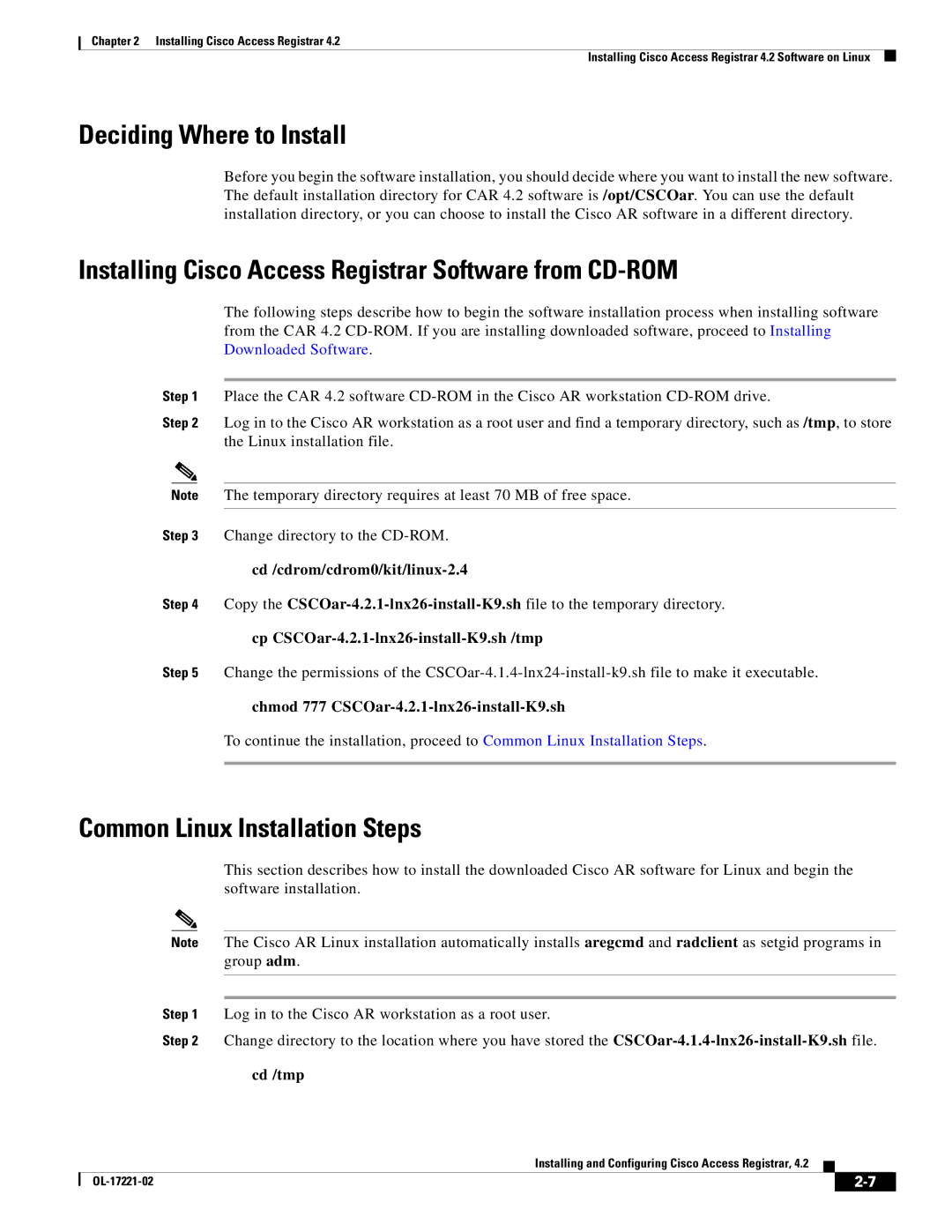 Cisco Systems 4.2 manual Common Linux Installation Steps, Cd /cdrom/cdrom0/kit/linux-2.4 