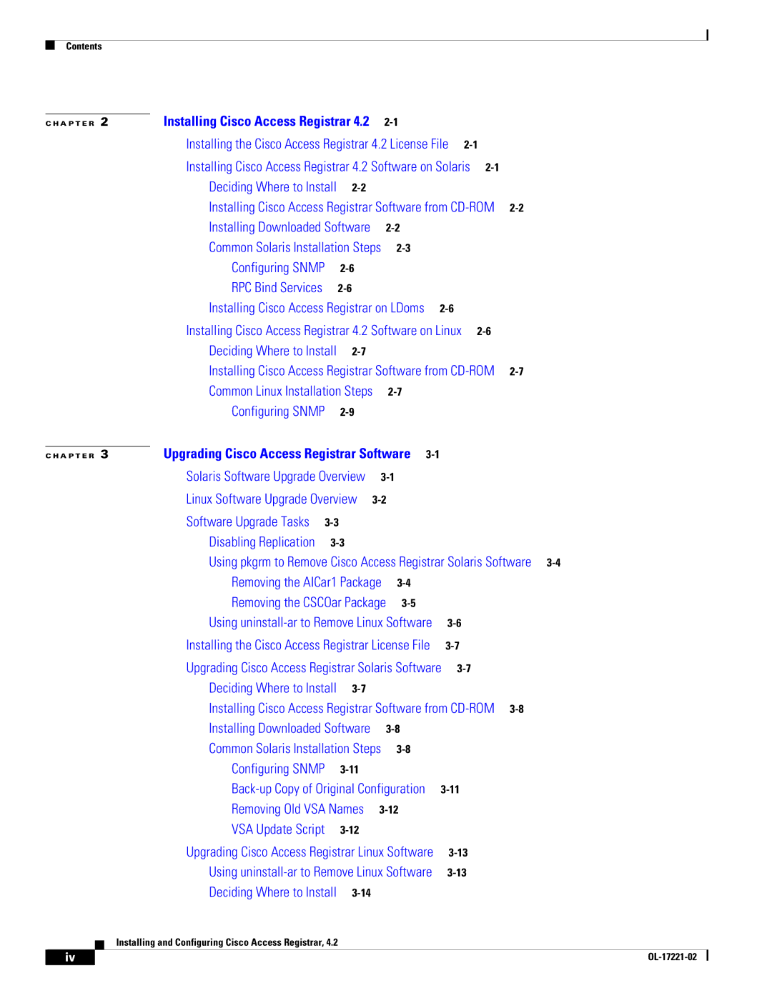 Cisco Systems 4.2 manual Upgrading Cisco Access Registrar Software 