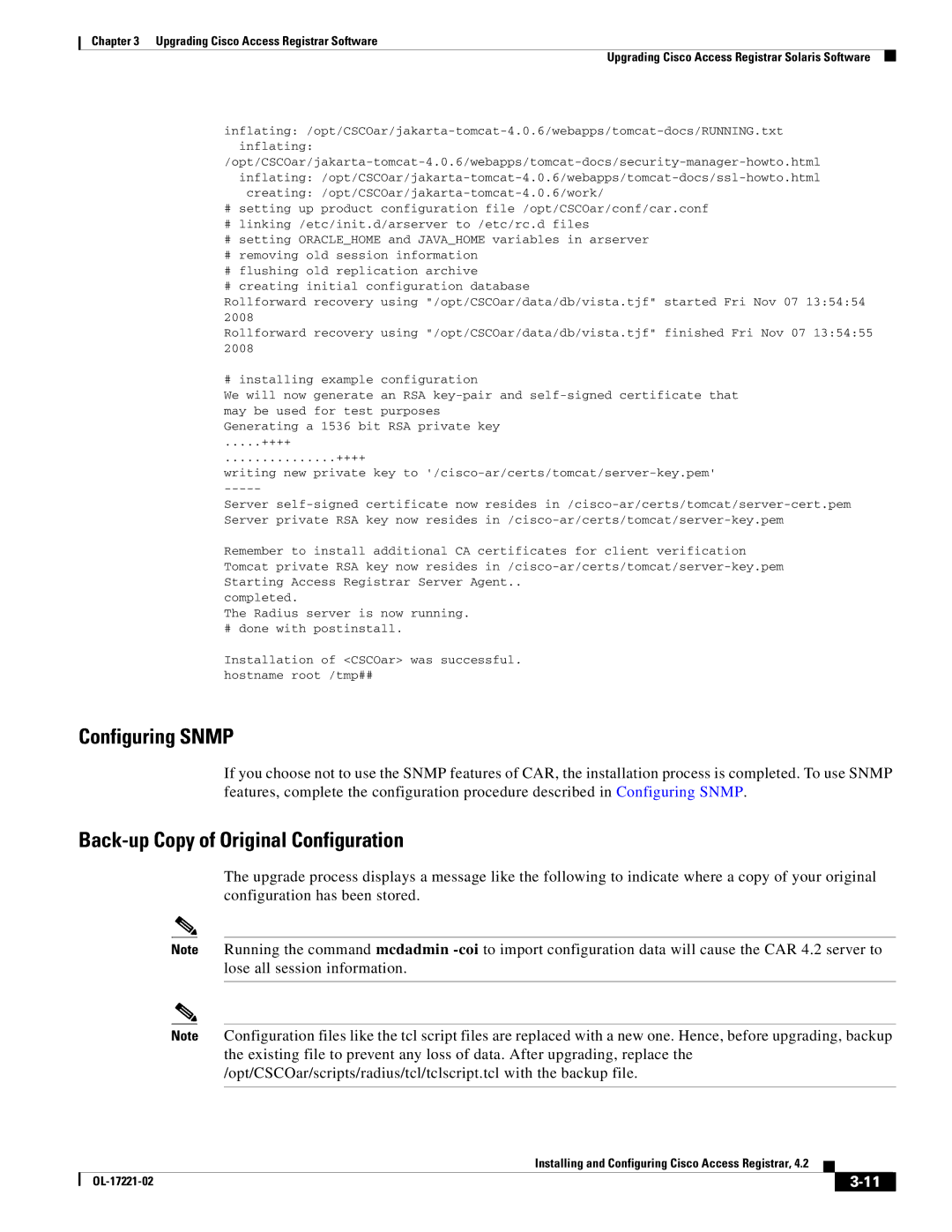 Cisco Systems 4.2 manual Configuring Snmp, Back-up Copy of Original Configuration 