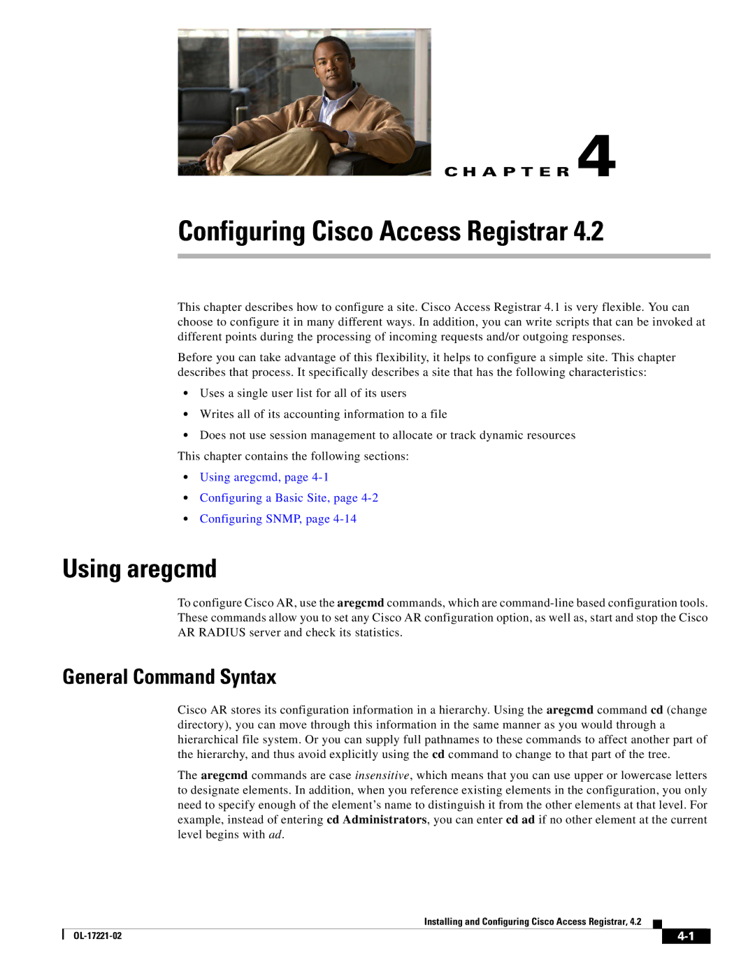 Cisco Systems 4.2 manual Using aregcmd, General Command Syntax 