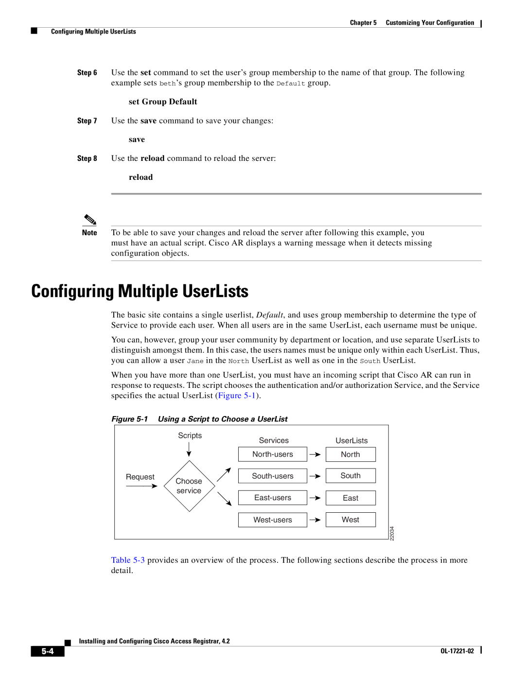 Cisco Systems 4.2 manual Configuring Multiple UserLists, Set Group Default 