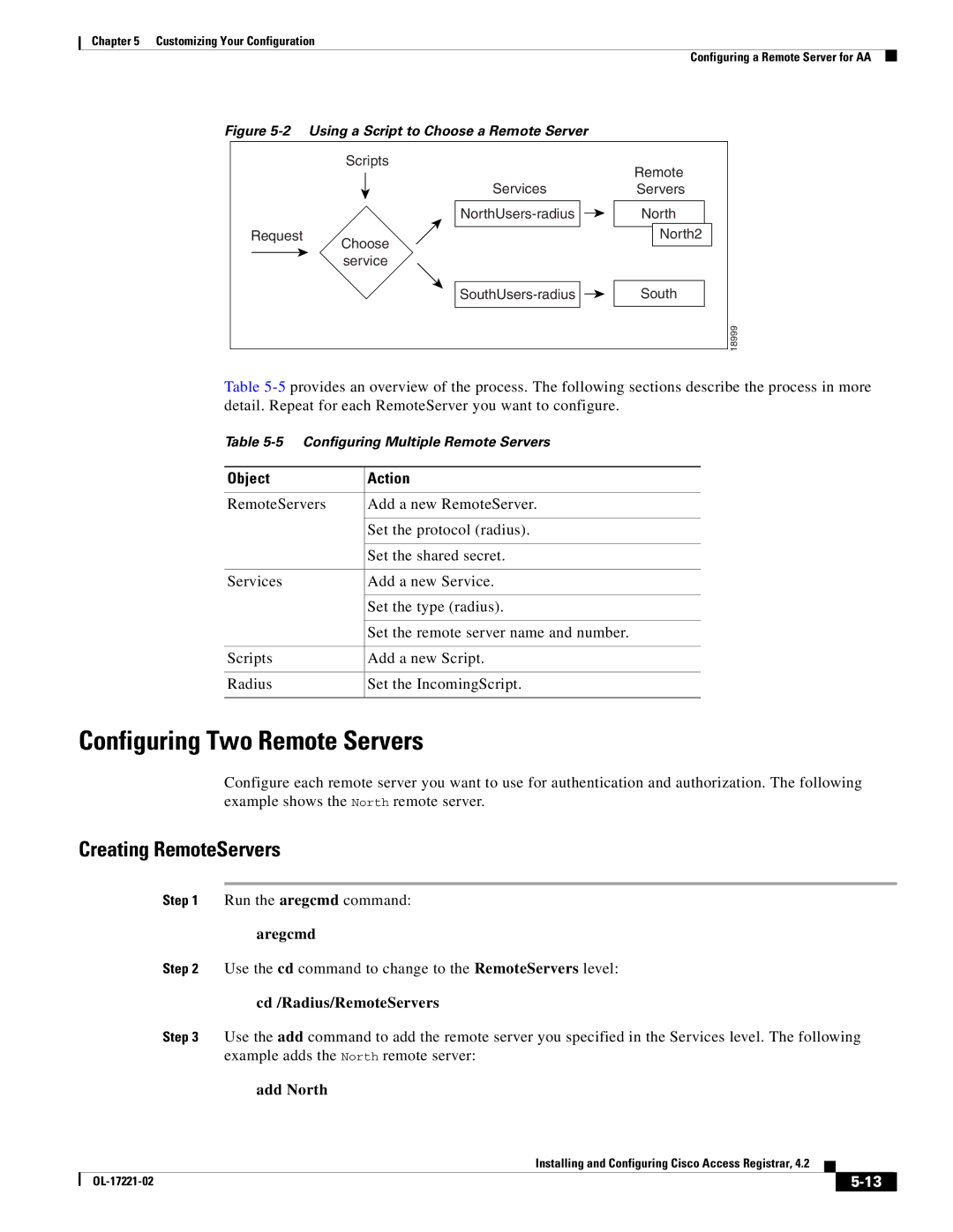 Cisco Systems 4.2 manual Configuring Two Remote Servers, Creating RemoteServers, Add North 