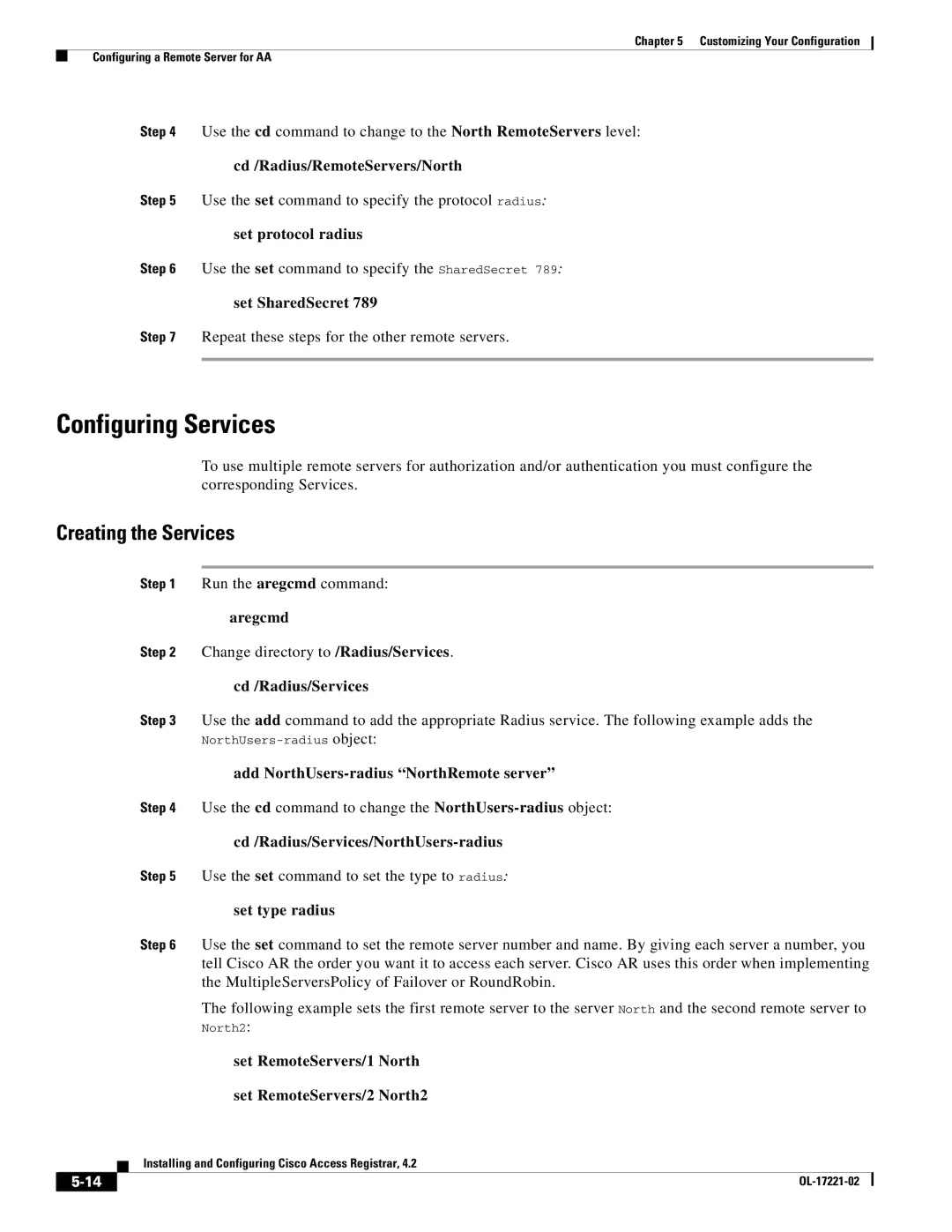 Cisco Systems 4.2 manual Creating the Services 