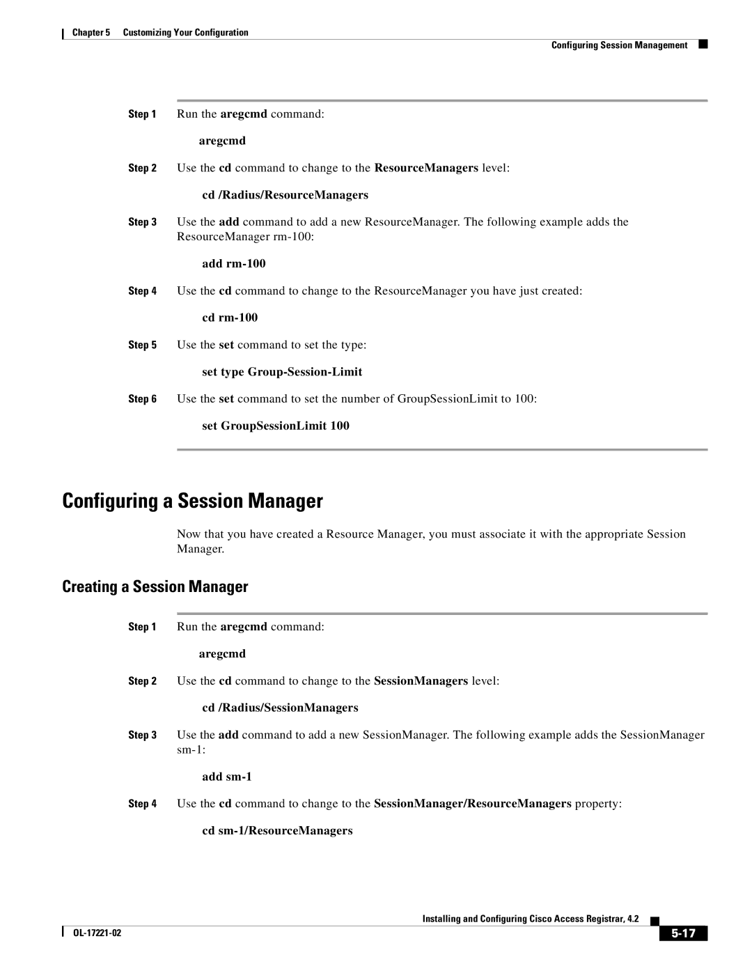 Cisco Systems 4.2 manual Configuring a Session Manager, Creating a Session Manager 