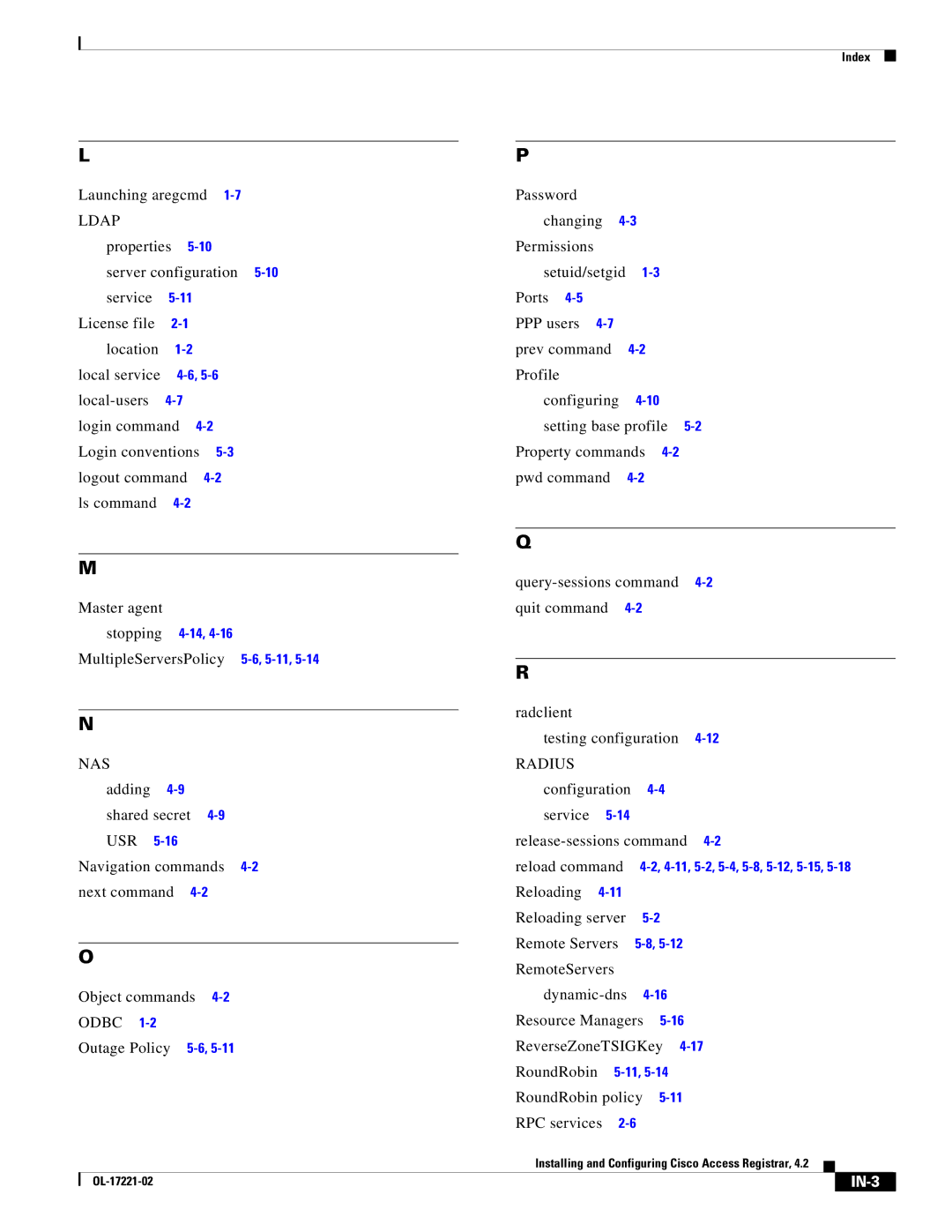 Cisco Systems 4.2 manual MultipleServersPolicy 5-6,5-11,5-14, Reloading Reloading server Remote Servers 