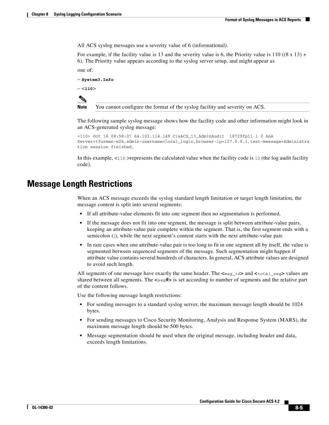 Cisco Systems 4.2 manual Message Length Restrictions 