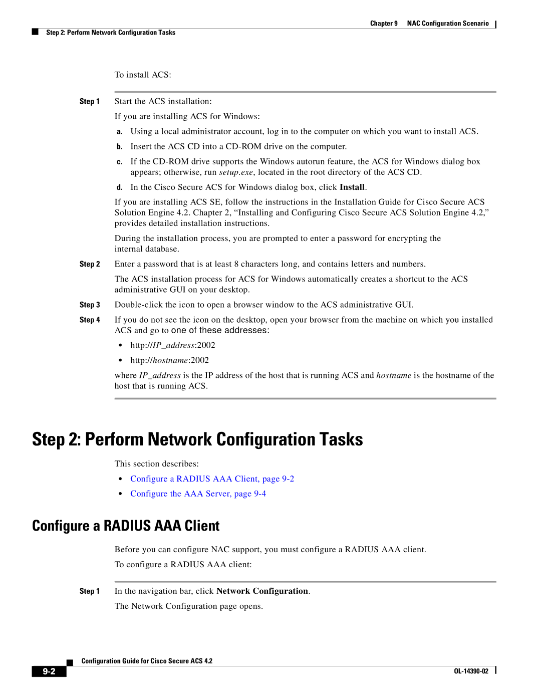 Cisco Systems 4.2 manual Perform Network Configuration Tasks, This section describes 