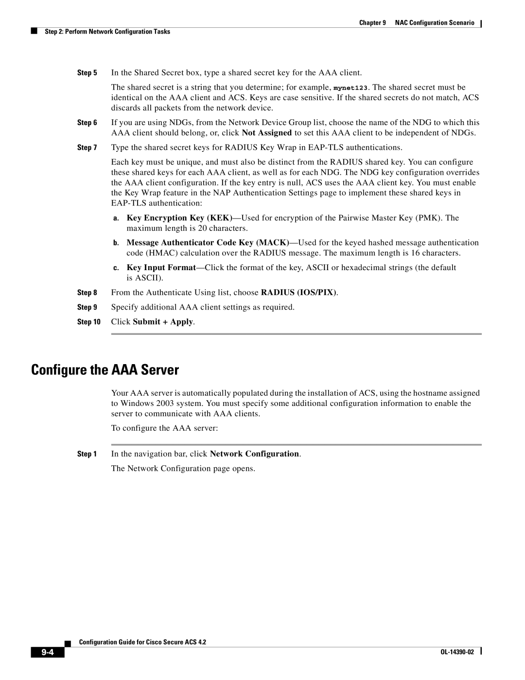 Cisco Systems 4.2 manual Configure the AAA Server, Click Submit + Apply 