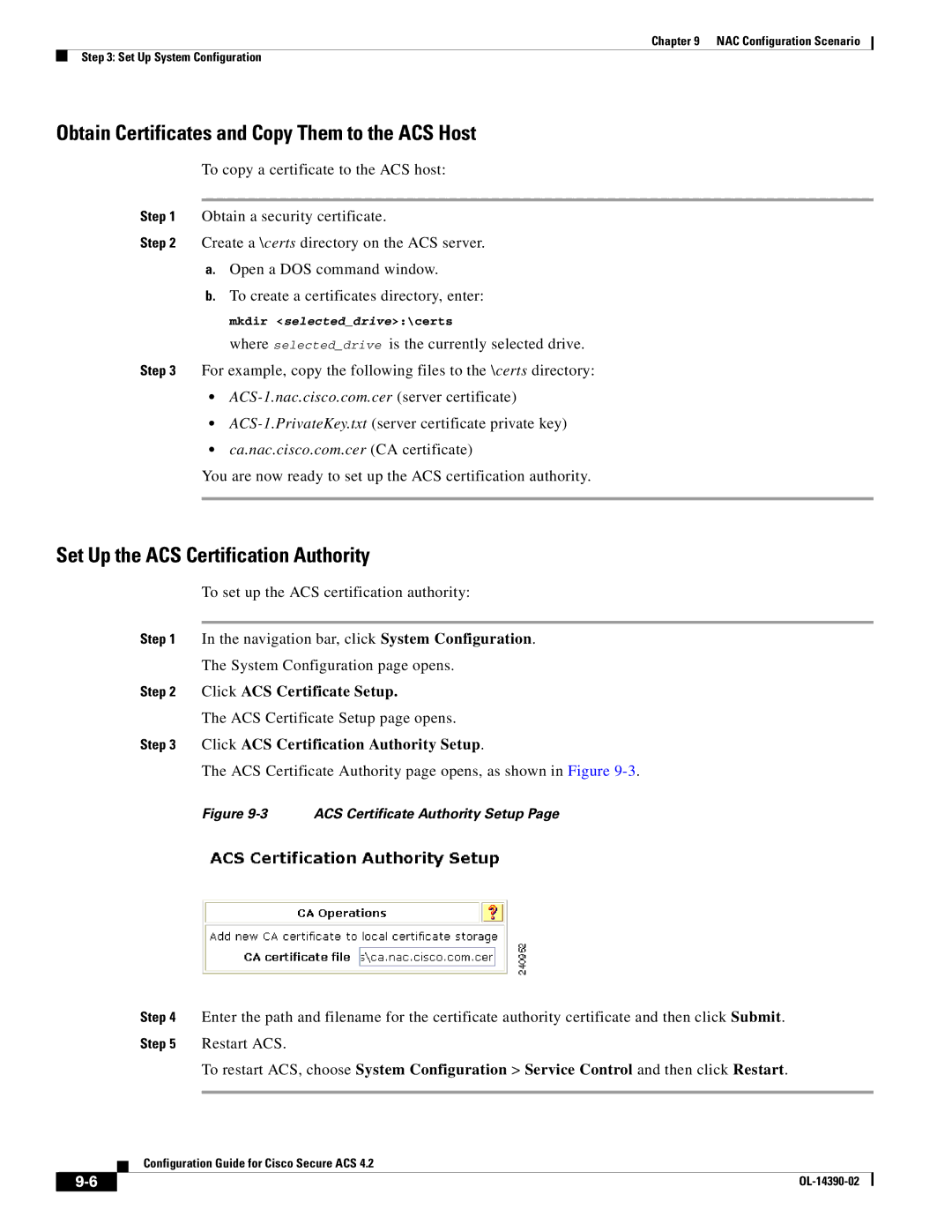 Cisco Systems 4.2 manual Set Up the ACS Certification Authority, Click ACS Certificate Setup 