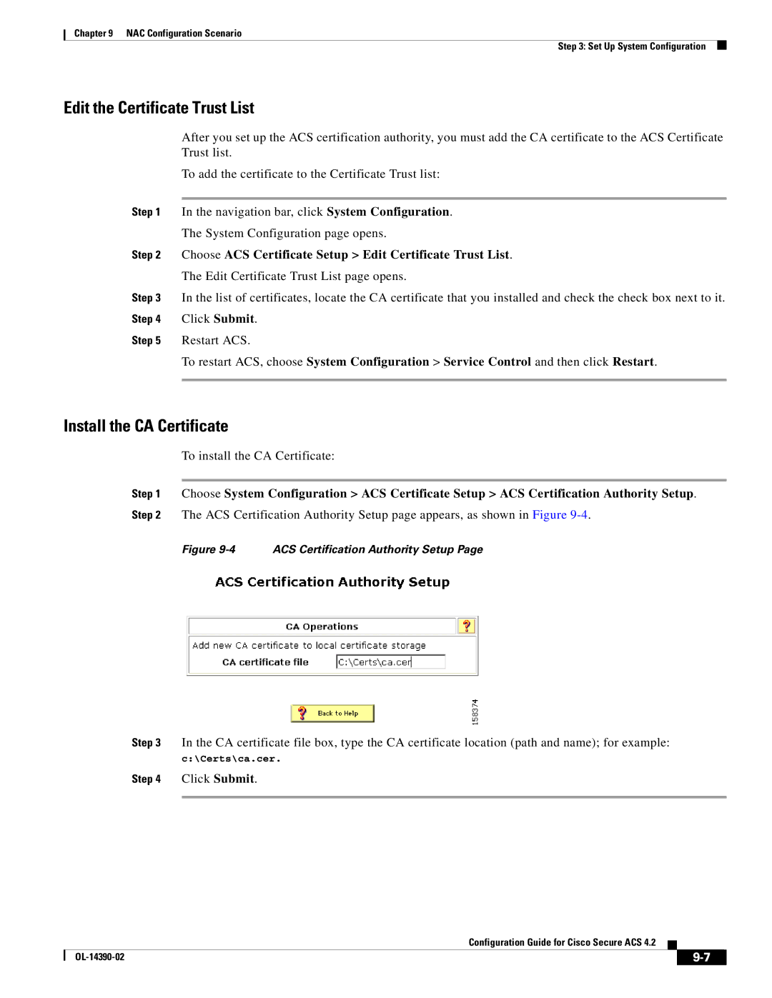 Cisco Systems 4.2 manual Edit the Certificate Trust List, Choose ACS Certificate Setup Edit Certificate Trust List 