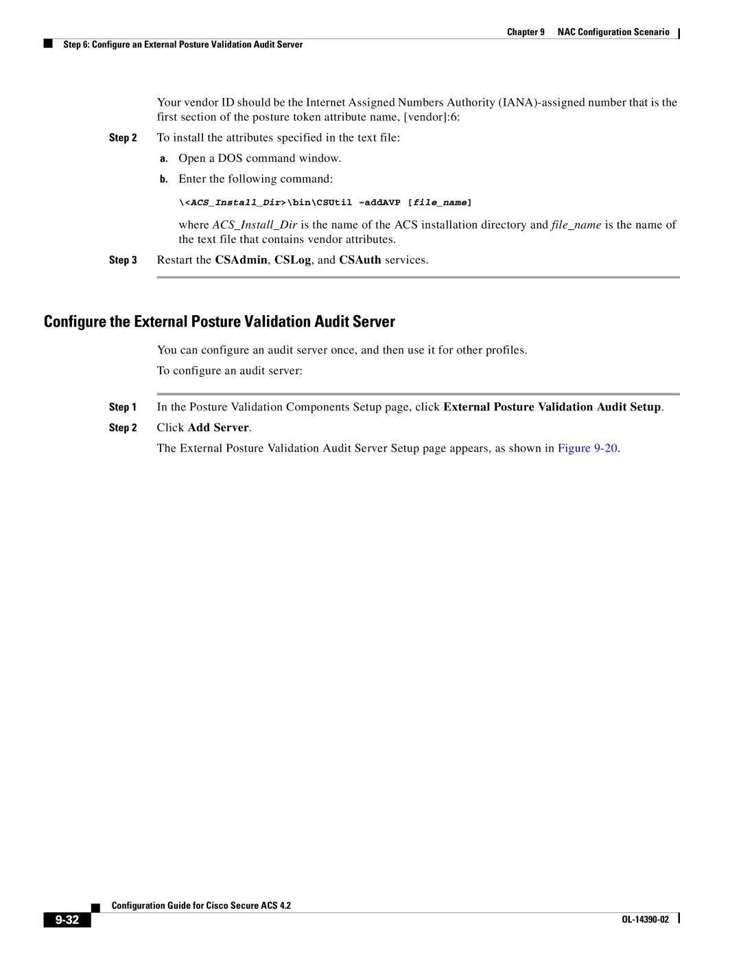 Cisco Systems 4.2 manual Configure the External Posture Validation Audit Server, Click Add Server 