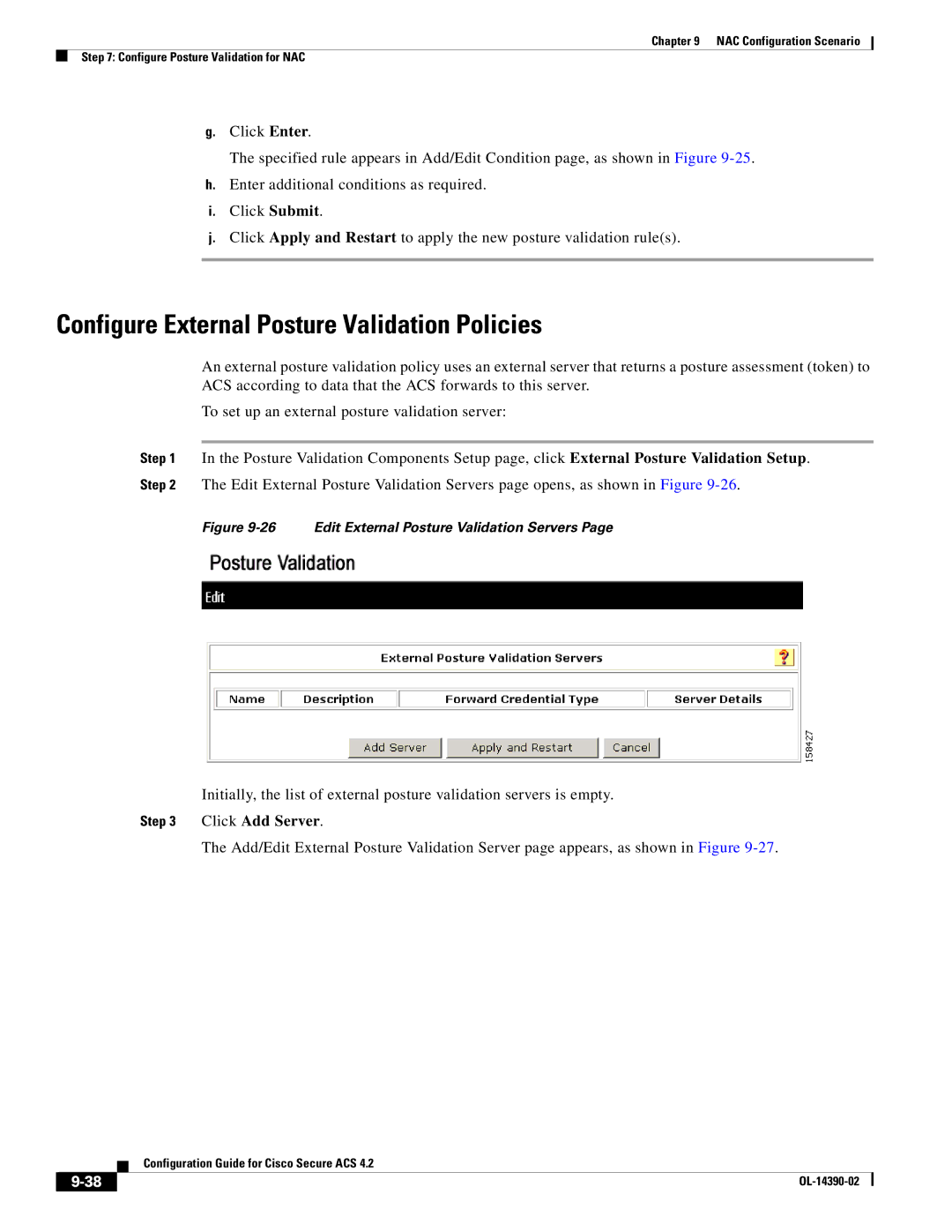 Cisco Systems 4.2 manual Configure External Posture Validation Policies, Edit External Posture Validation Servers 