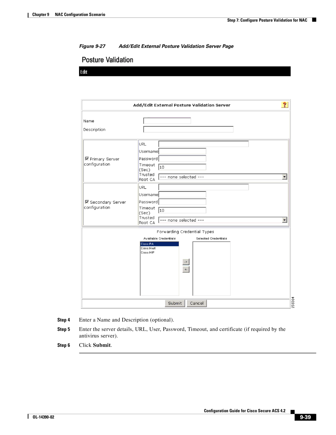 Cisco Systems 4.2 manual 27 Add/Edit External Posture Validation Server 