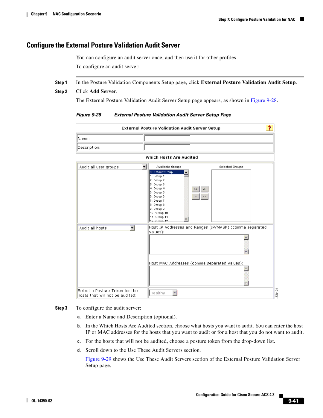 Cisco Systems 4.2 manual External Posture Validation Audit Server Setup 