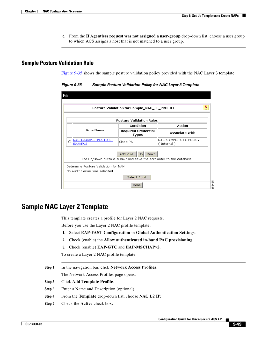 Cisco Systems 4.2 manual Sample NAC Layer 2 Template, Sample Posture Validation Rule 