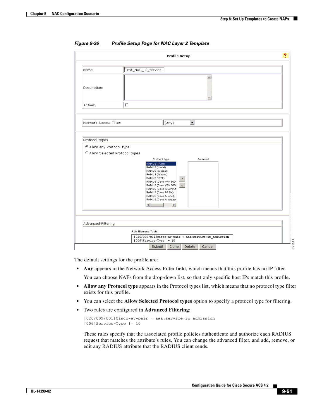 Cisco Systems 4.2 manual Profile Setup Page for NAC Layer 2 Template 