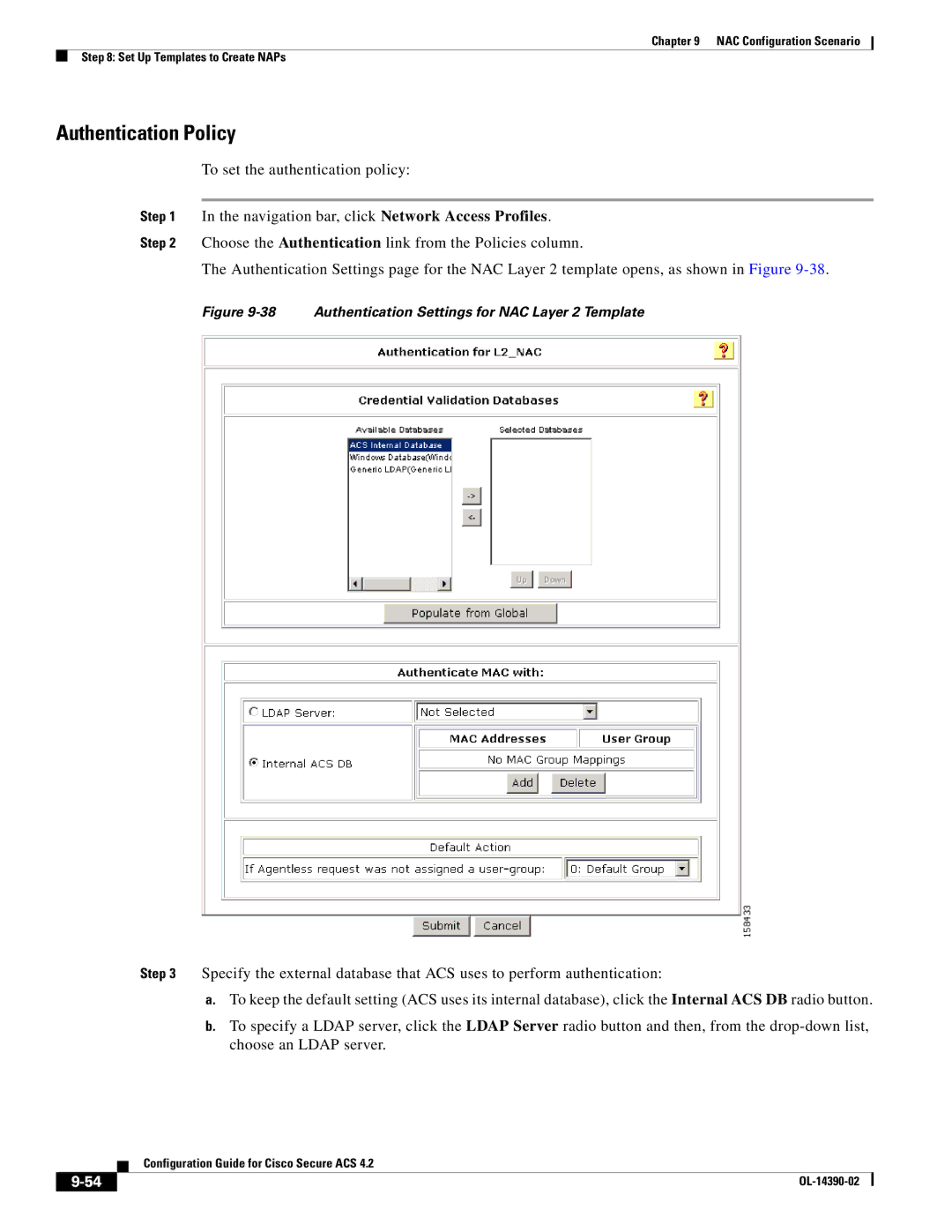 Cisco Systems 4.2 manual Authentication Settings for NAC Layer 2 Template 