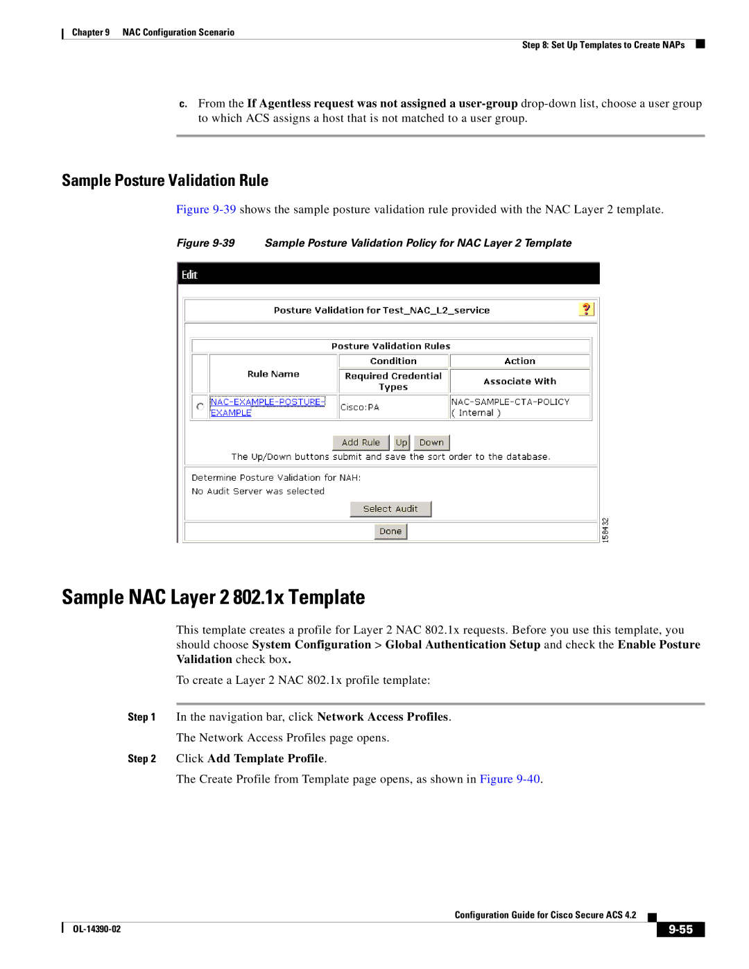 Cisco Systems 4.2 manual Sample NAC Layer 2 802.1x Template, Sample Posture Validation Policy for NAC Layer 2 Template 