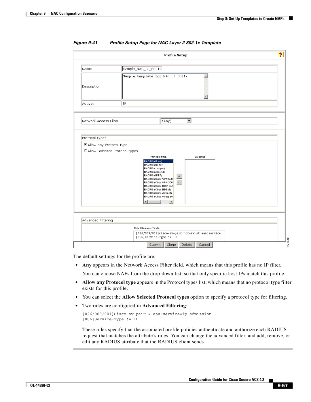 Cisco Systems 4.2 manual Profile Setup Page for NAC Layer 2 802.1x Template 