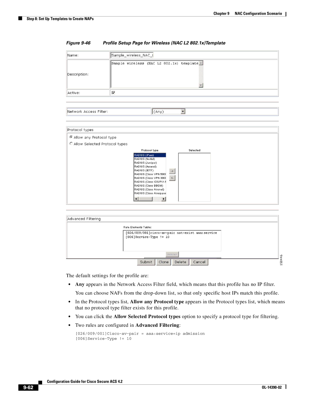 Cisco Systems 4.2 manual Profile Setup Page for Wireless NAC L2 802.1xTemplate 