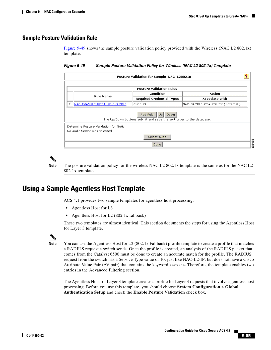 Cisco Systems 4.2 manual Using a Sample Agentless Host Template, Sample Posture Validation Rule 