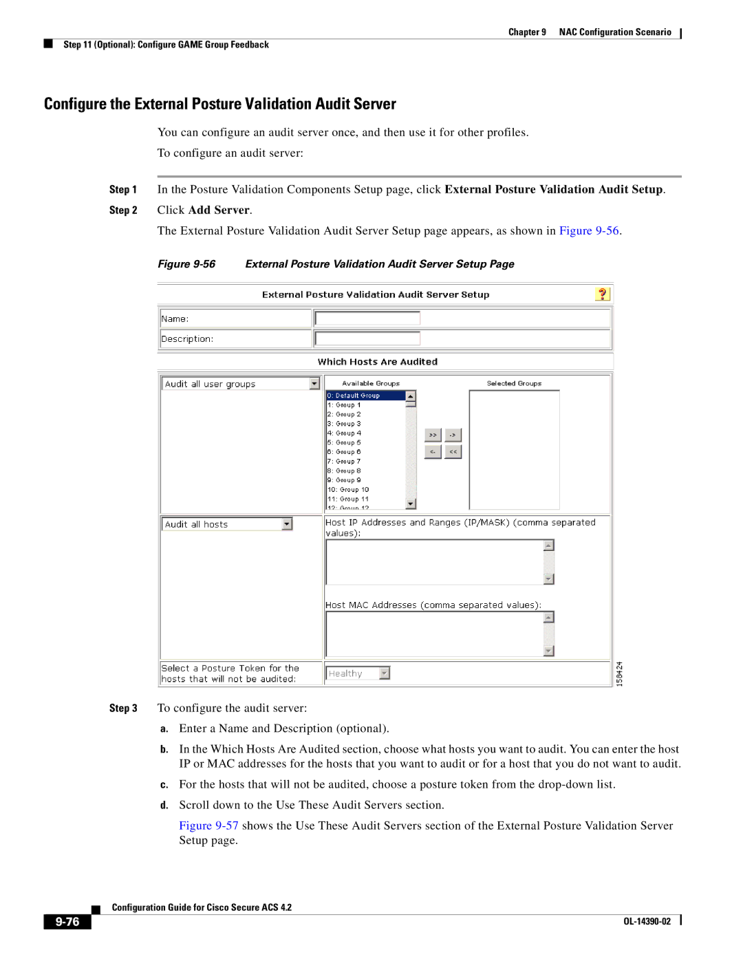 Cisco Systems 4.2 manual External Posture Validation Audit Server Setup 