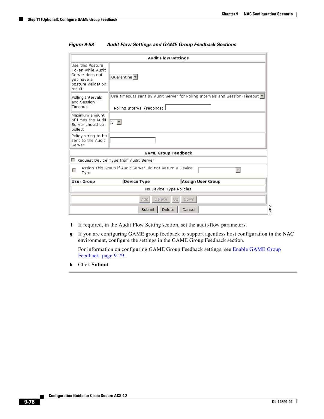 Cisco Systems 4.2 manual Audit Flow Settings and Game Group Feedback Sections 