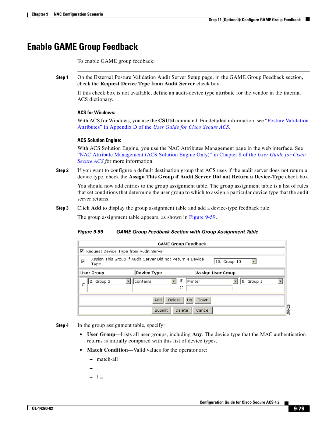 Cisco Systems 4.2 manual Enable Game Group Feedback, ACS Solution Engine 