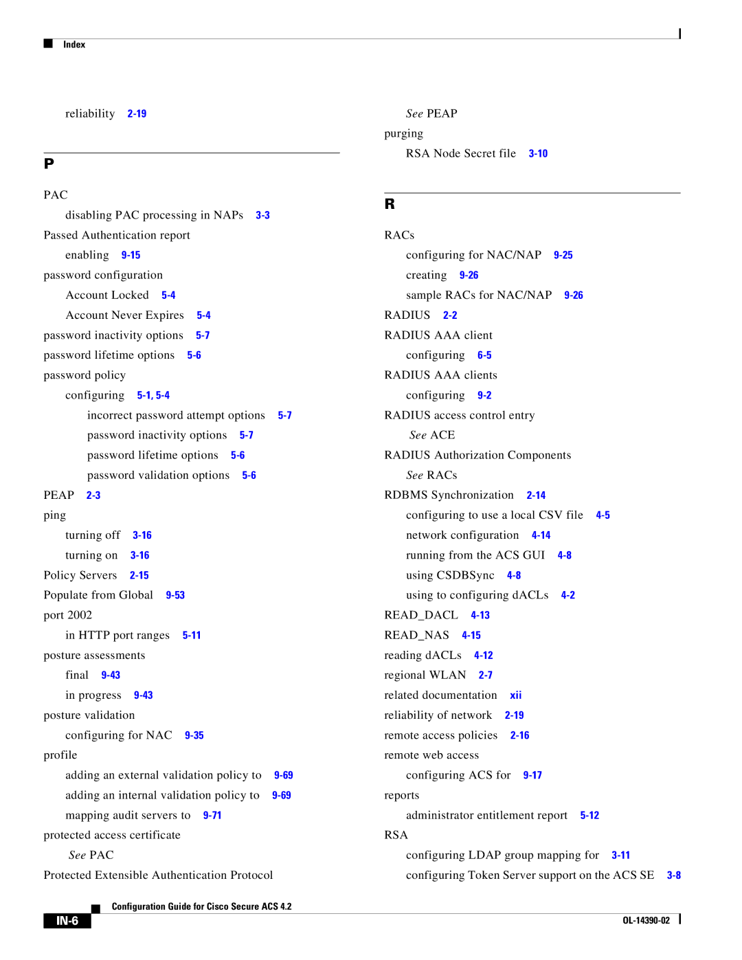 Cisco Systems 4.2 manual Reliability, Readdacl Readnas, Reading dACLs Regional Wlan Related documentation, Rsa 
