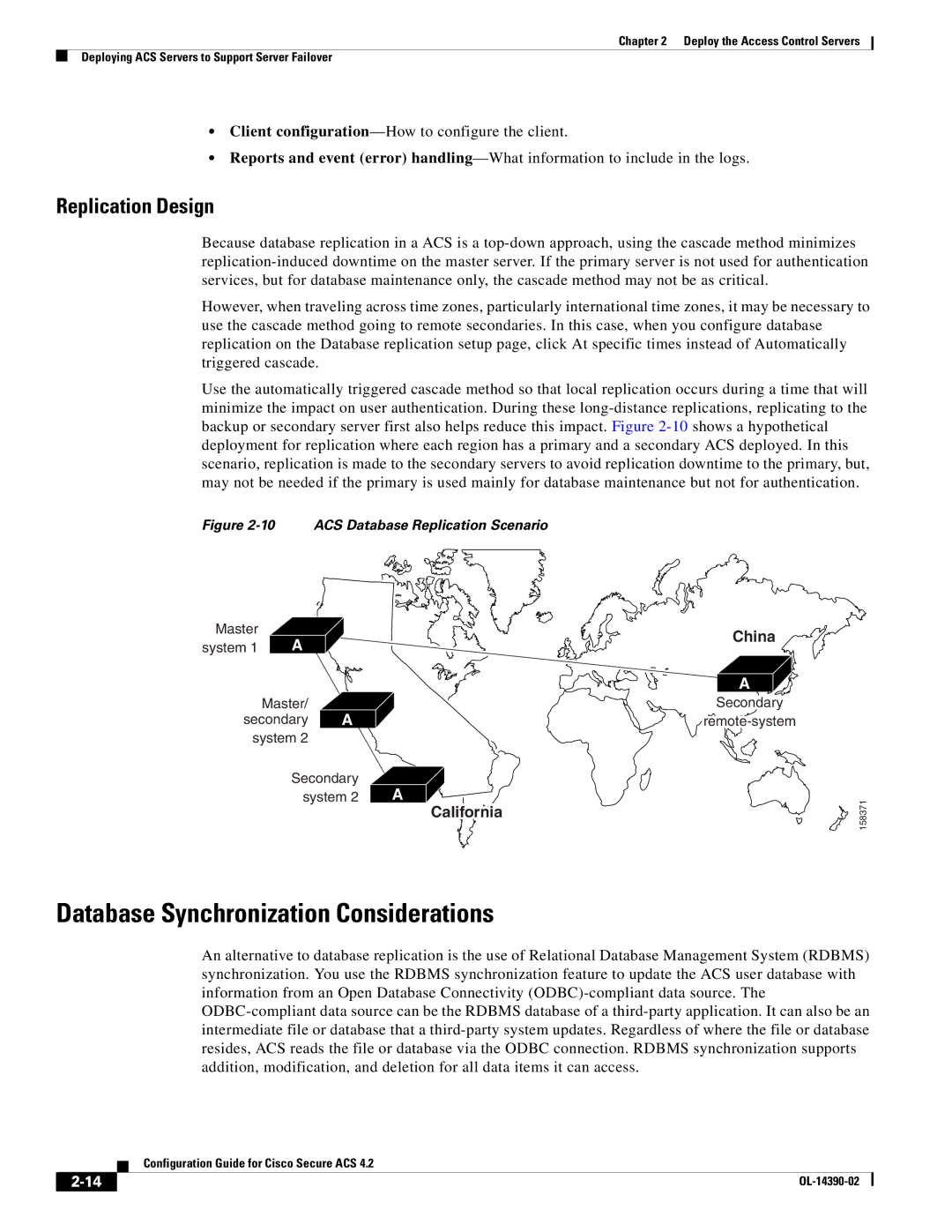 Cisco Systems 4.2 manual Database Synchronization Considerations, Replication Design 