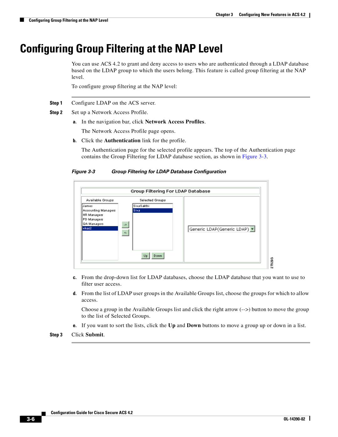 Cisco Systems 4.2 manual Configuring Group Filtering at the NAP Level, Click Submit 