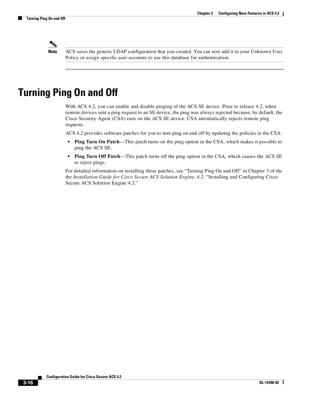 Cisco Systems 4.2 manual Turning Ping On and Off 