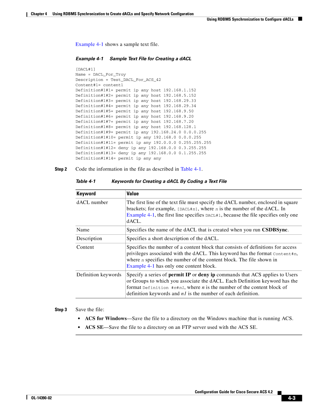 Cisco Systems 4.2 manual Example 4-1shows a sample text file, Code the information in the file as described in Table 