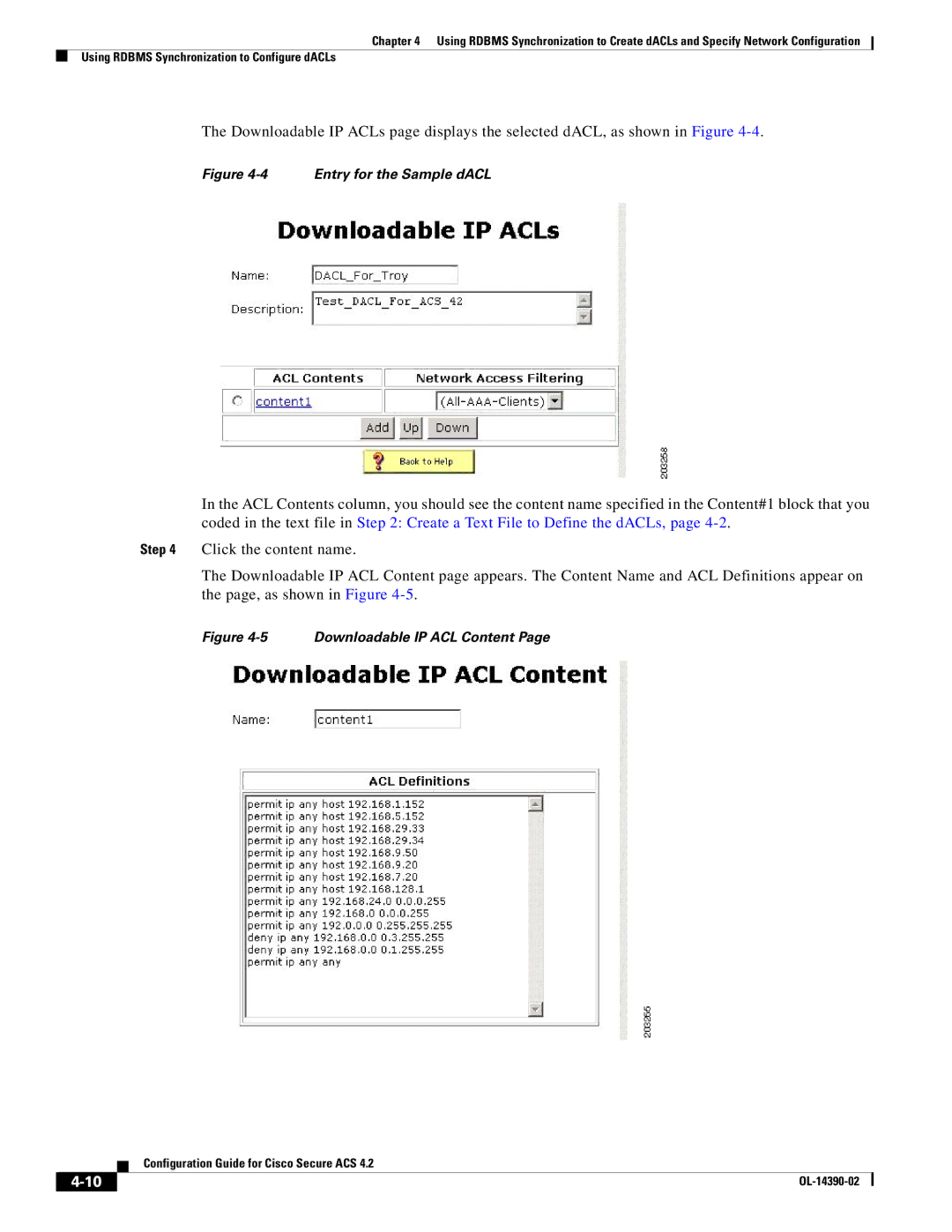 Cisco Systems 4.2 manual Entry for the Sample dACL 