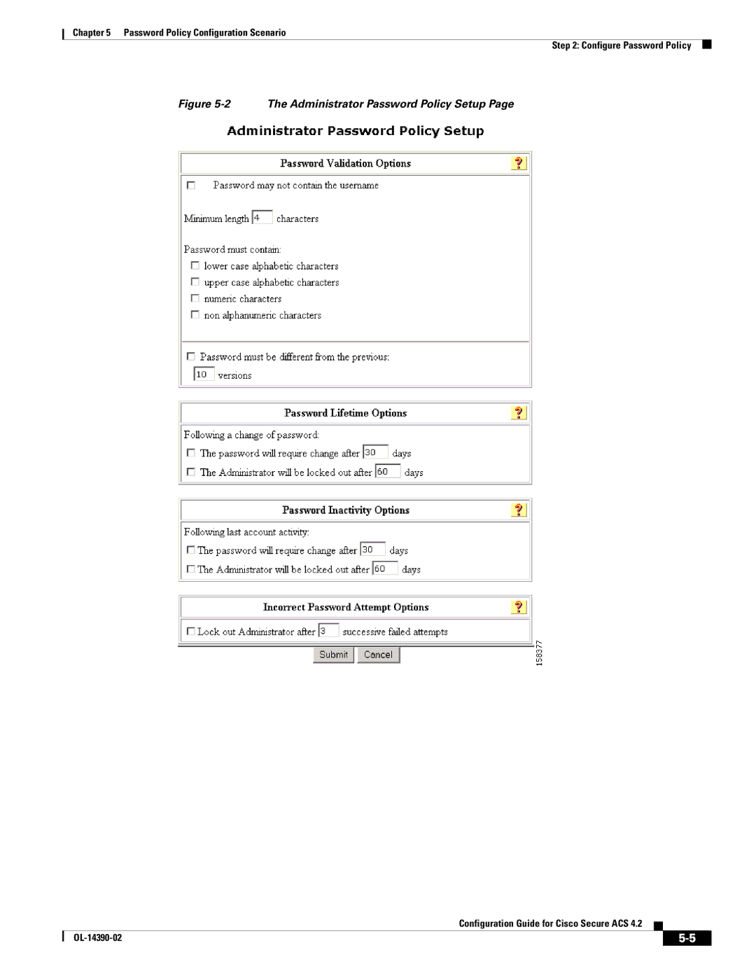 Cisco Systems 4.2 manual Administrator Password Policy Setup 